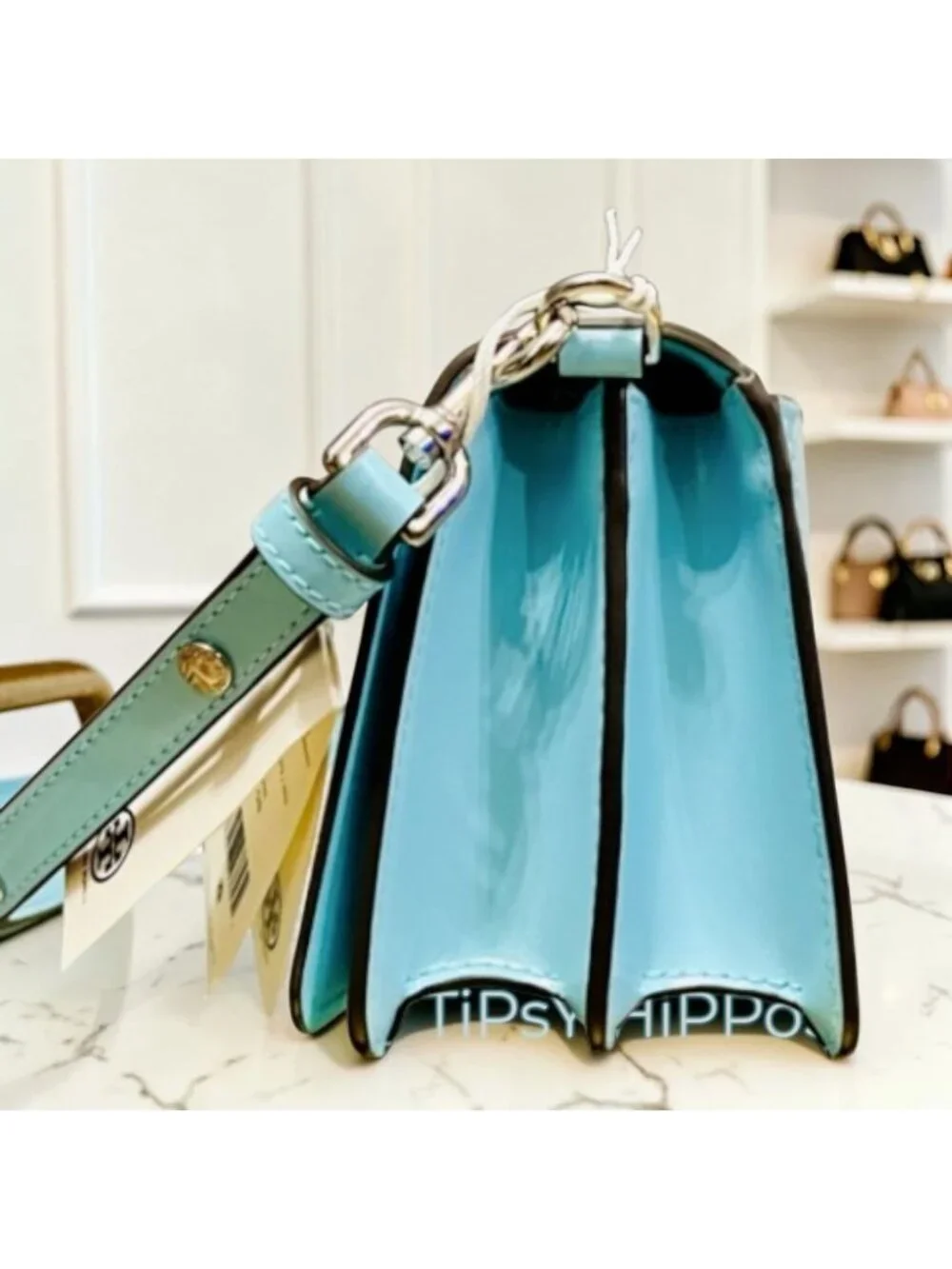Tory Burch Robinson Blue Emerson Convertible Shoulder Bag
